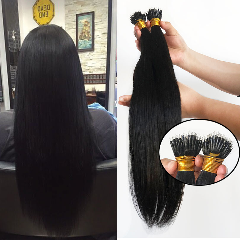 Straight Natural Nano Ring Human Hair Extensions 100 Strands Per Pack 8-30inch Brazilian Remy Hairs For Women dcaec 5 52a47