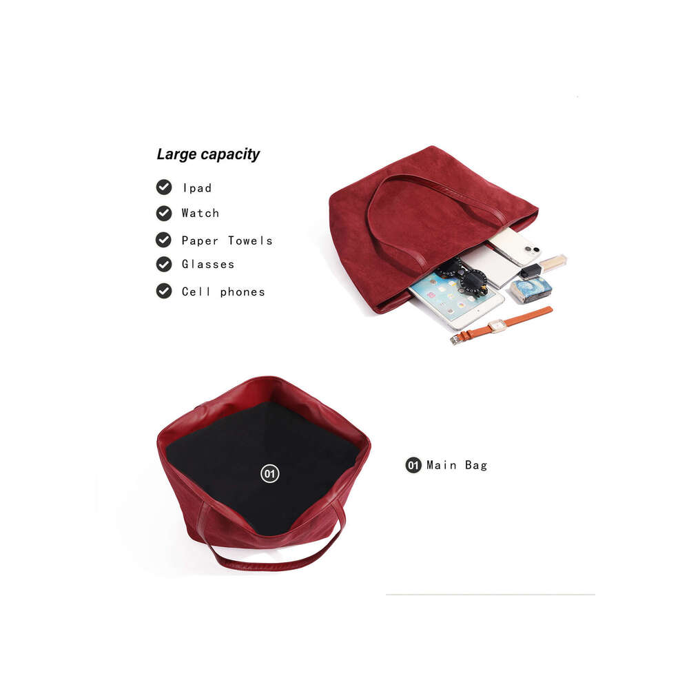 Fall vintage Underarm Bag Commuter Bury Handbag Ladies 2024 new suede leather large capacity shoulder Tote bag