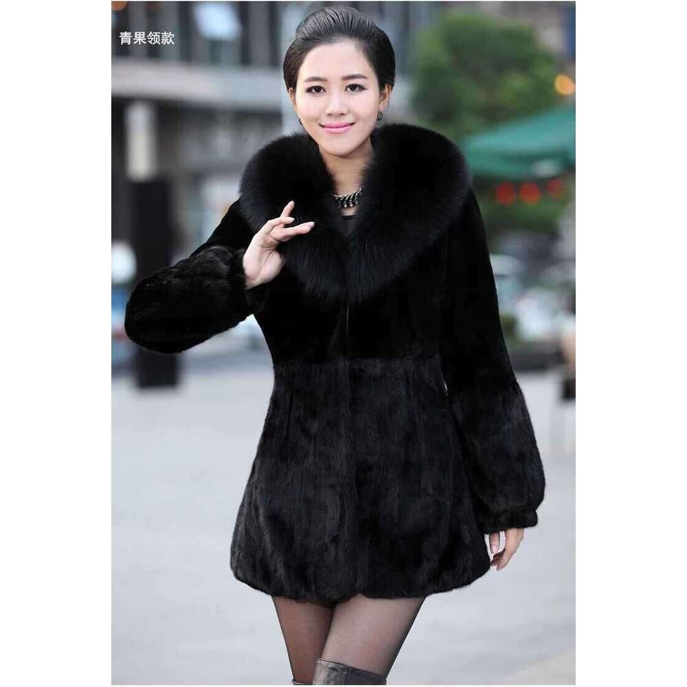 shanshi fur coat women New women's clothing with large collar extended length imitation fur coat autumn and winter warm coat