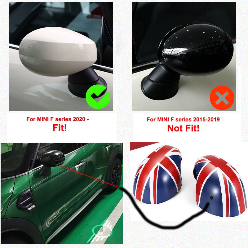 The Black Flag Car Door Rear View Mirror Covers For MINI One Cooper S JCW F54 F55 F56 F57 F60 2020 2021 2022 2023 Accessories