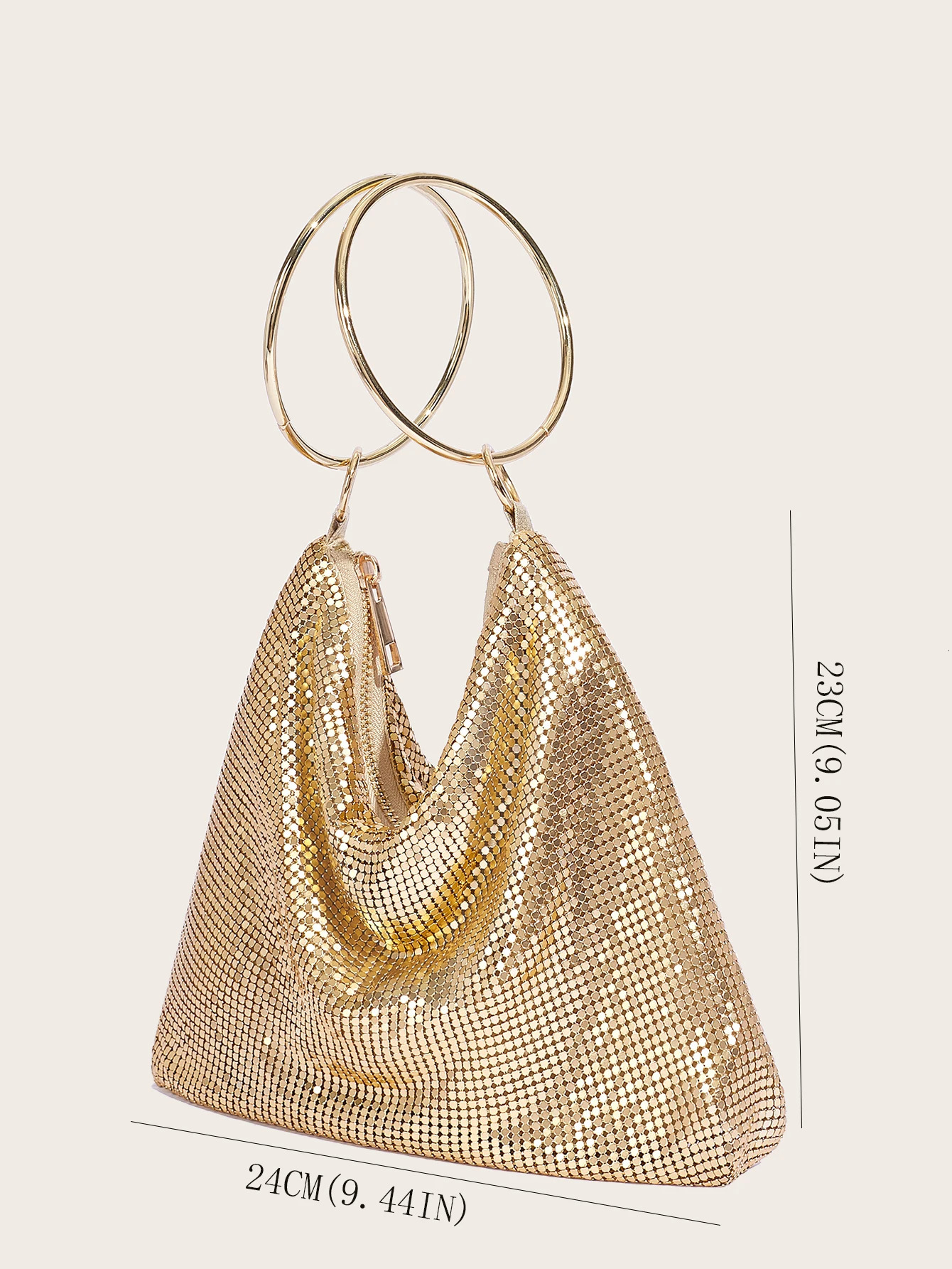 2024 Fashion Evening Bag Party Handbag for Women Large Capacity Gold Aluminum Sheet Purse 241126