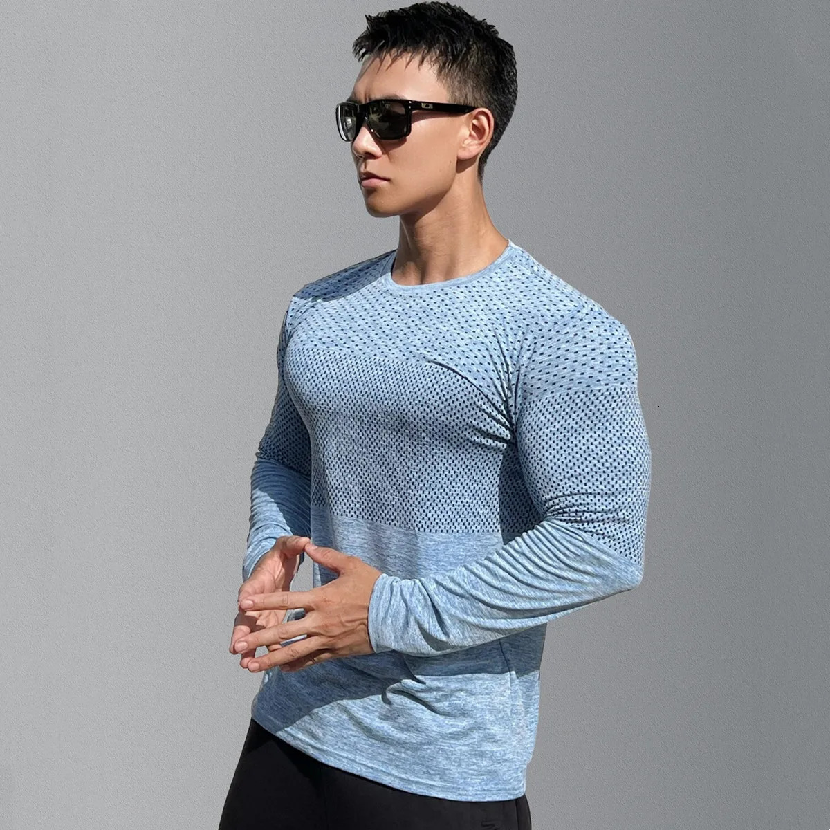 Gym Fitness Quick Dry Shirt Men Running Sport Long Sleeves T-shirt Trackwear Tee Tops Autumn Male Bodybuilding Training Clothing 241112
