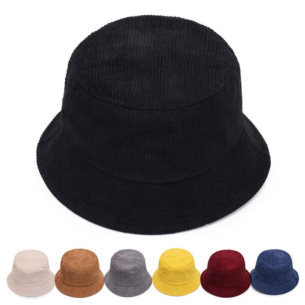 Corduroy Bucket Hat Outdoor Plush Warm Fisherman Cap Soft Casual Sun Cap Men Women e5218