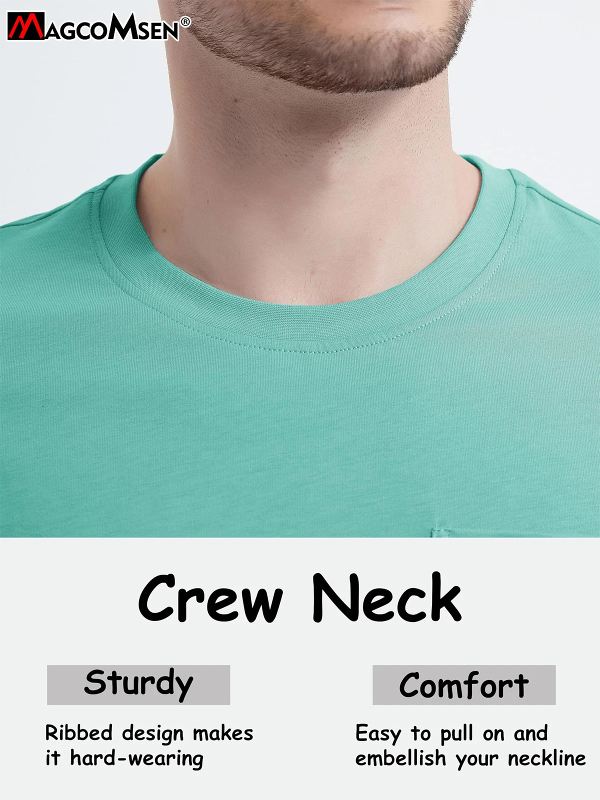 MAGCOMSEN Cotton Crew Neck Mens Casual T-shirt with Chest Pocket Moisturizing Short Sleeve Soft Daily Top 241112