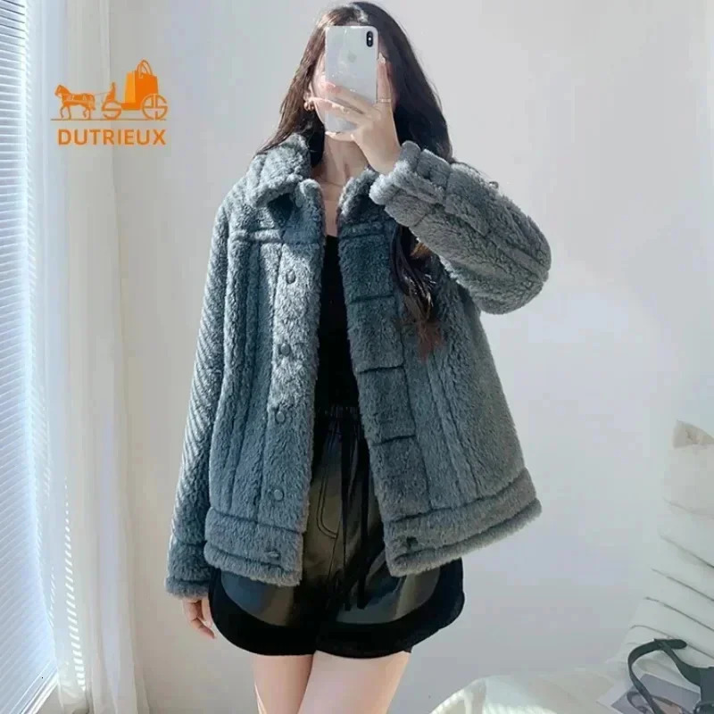 2025 High Quality Teddy Womens Coat 62% Alpaca 24% Wool 12% Silk Winter Bicycle Thick Warm Jacket Fur 241112