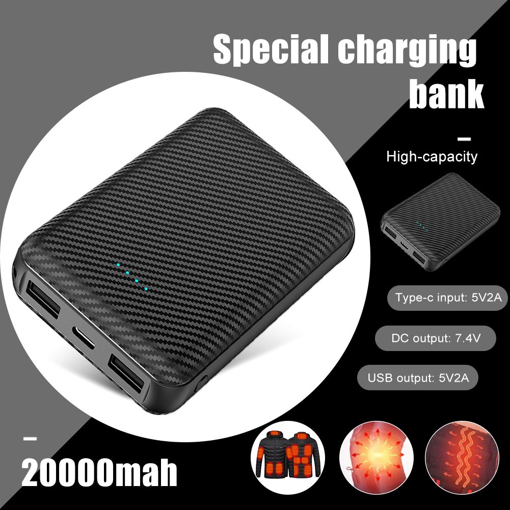 20000mAh Power Bank Vest Jacket Heated Charger External Battery winter Heating Scarf Socks Portable Electric Heating Equipment