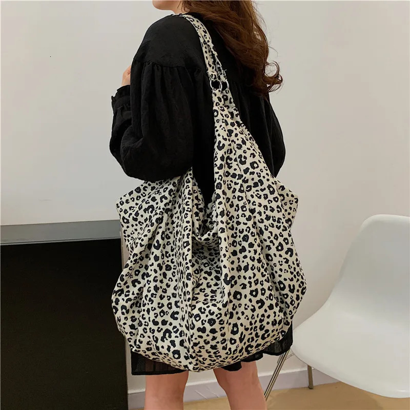 Leopard Large Capacity Shopping Bag Korean Fashion Womens Shoulder Bag for bolsos de mujer 241111