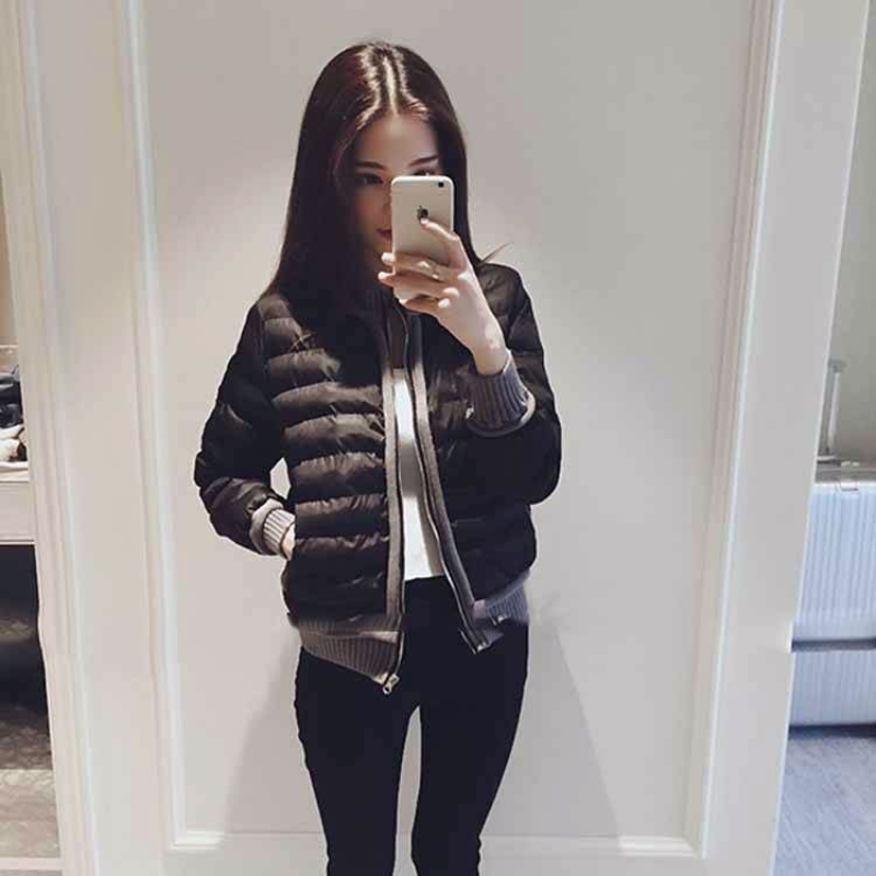 Baseball Aviator Quilted Padded Patchwork Jackets for Women Woman Coat Black Bomber Thick Padding Korea Elegant Modern Luxury