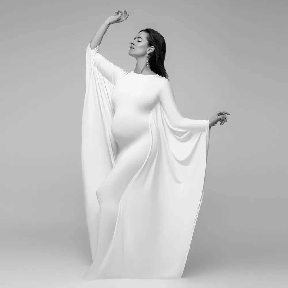 Maternity Dresses Elegant White Dresses For Maternity Photography Batwing Sleeve Long Even White Mermaid Womens Dress Pregnancy Photo Shoot Gowns 2441