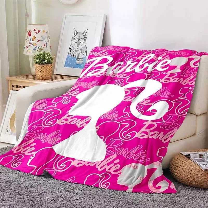 Barbie Flannel Fluffy Throw Camping Blanket for Children Sofa Throw Blanket Modern Fashion Gift Miniso Picnic BlanketXJ241111