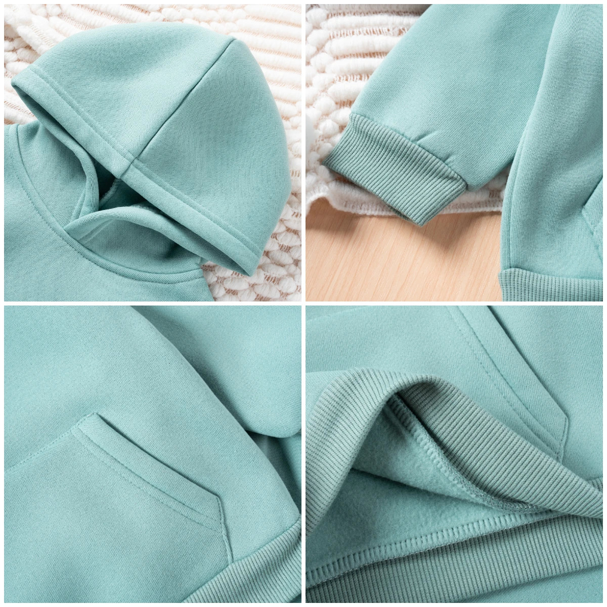 Winter Children Hooded Tracksuits Suits 0-6Y Toddler Boys Girls Clothing Suit Solid Plush Sweater and Sports Pants Set 241112