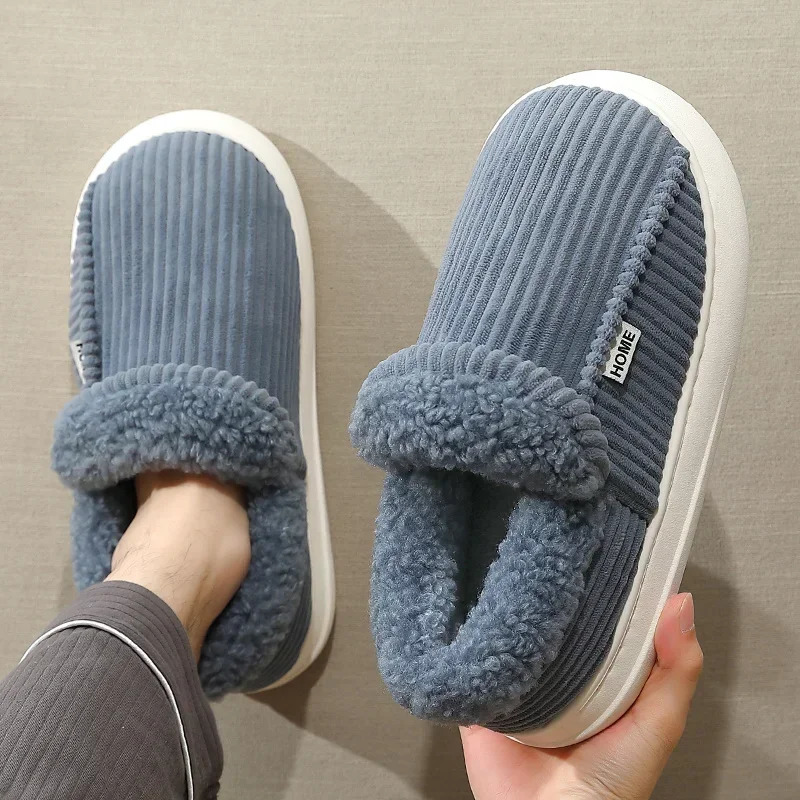 Big Size 48 49 Winter Warm Slippers Comfort Home Plush Shoes Women Men Bedroom Non Slip Slides Couples Indoor Casual Furry Flats 241112