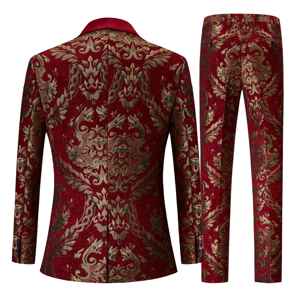 Floral mens groom wedding tailcoat business ball dress tailcoat 2-piece jacket with pants ultra-thin suitable for mens clothing 241111