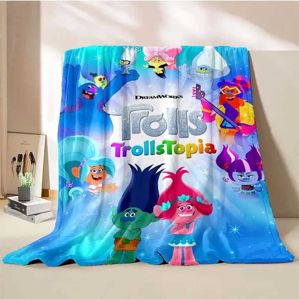 Trolls Band Together Cartoon Blanket Warm Soft Fluffy King Size Throw Kid Adult Sofa Bed Break Blanket Cover Travel Throw GiftXJ241111