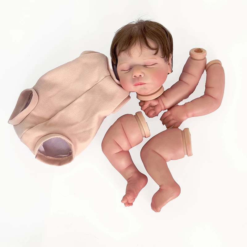 19inch 48cm Newborn Baby Reborn Doll Kit Baby Quinlyn Lifelike Soft Touch Already Painted Unfinished Doll with Hand Root Hair