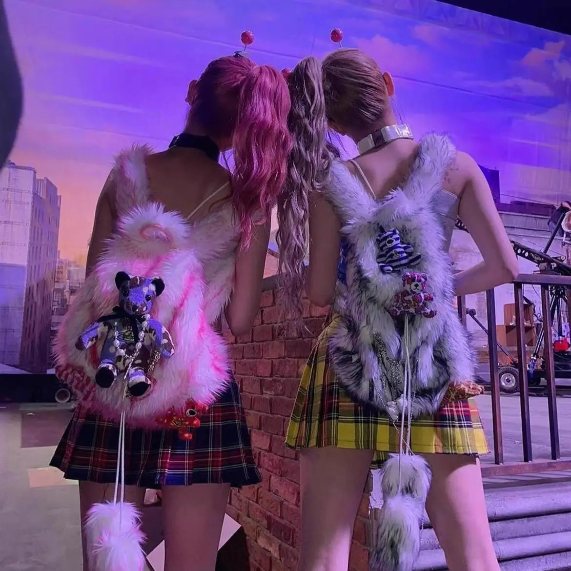 JIAERDI Plush Pink Y2k Backpack Womens Fur Soft Large Capacity Backpack Womens Retro Harajuku Mochila Aesthetics 241111