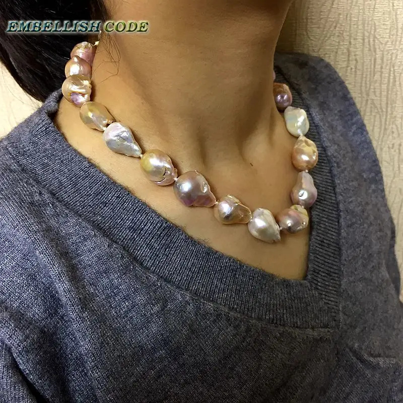 Amazing sales mixed colors large size organization nuclear flame ball shape Baroque statement necklace 100% natural pearls 241112