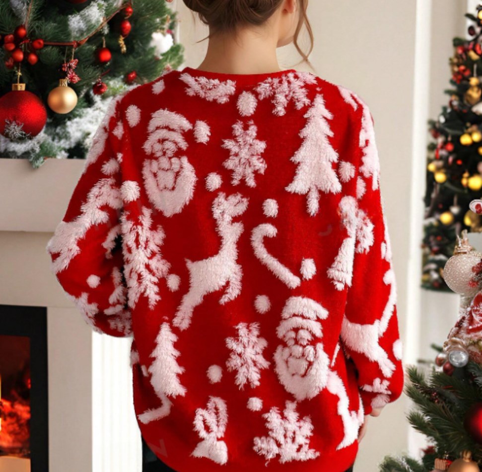Women's Hoodies Christmas Tree Old Man's Head Knitted Hoodie Set Long Sleeve Top