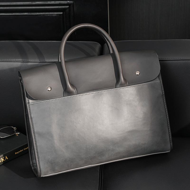 Vintage Crazy Horse Briefcase Travel Genuine Leather Handbag Luxury Men's Messenger Computer Shoulder Bag 14 Inch Laptop