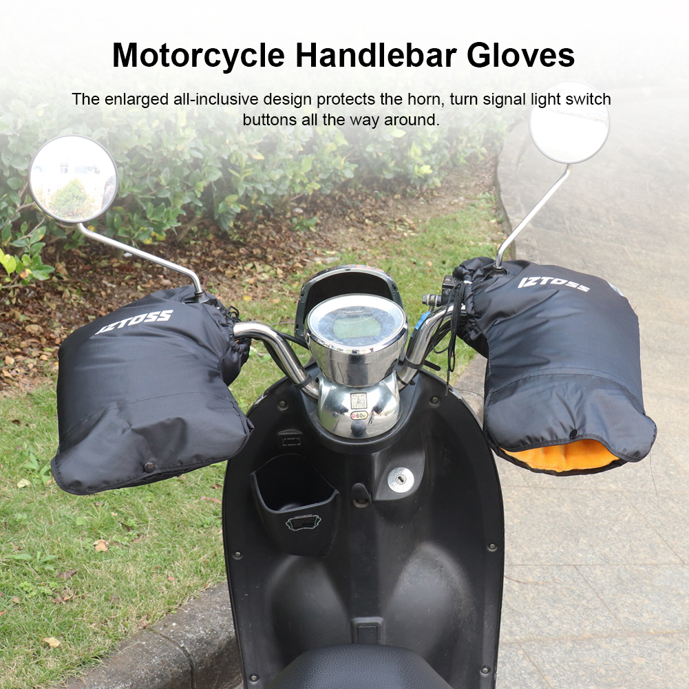 Motorcycle Heated Gloves - Winter Riding Thermal Handlebar Muffs Waterproof Windproof Protective Gloves Thickened Hand Grips Warmer Cover 1 Pair S2511