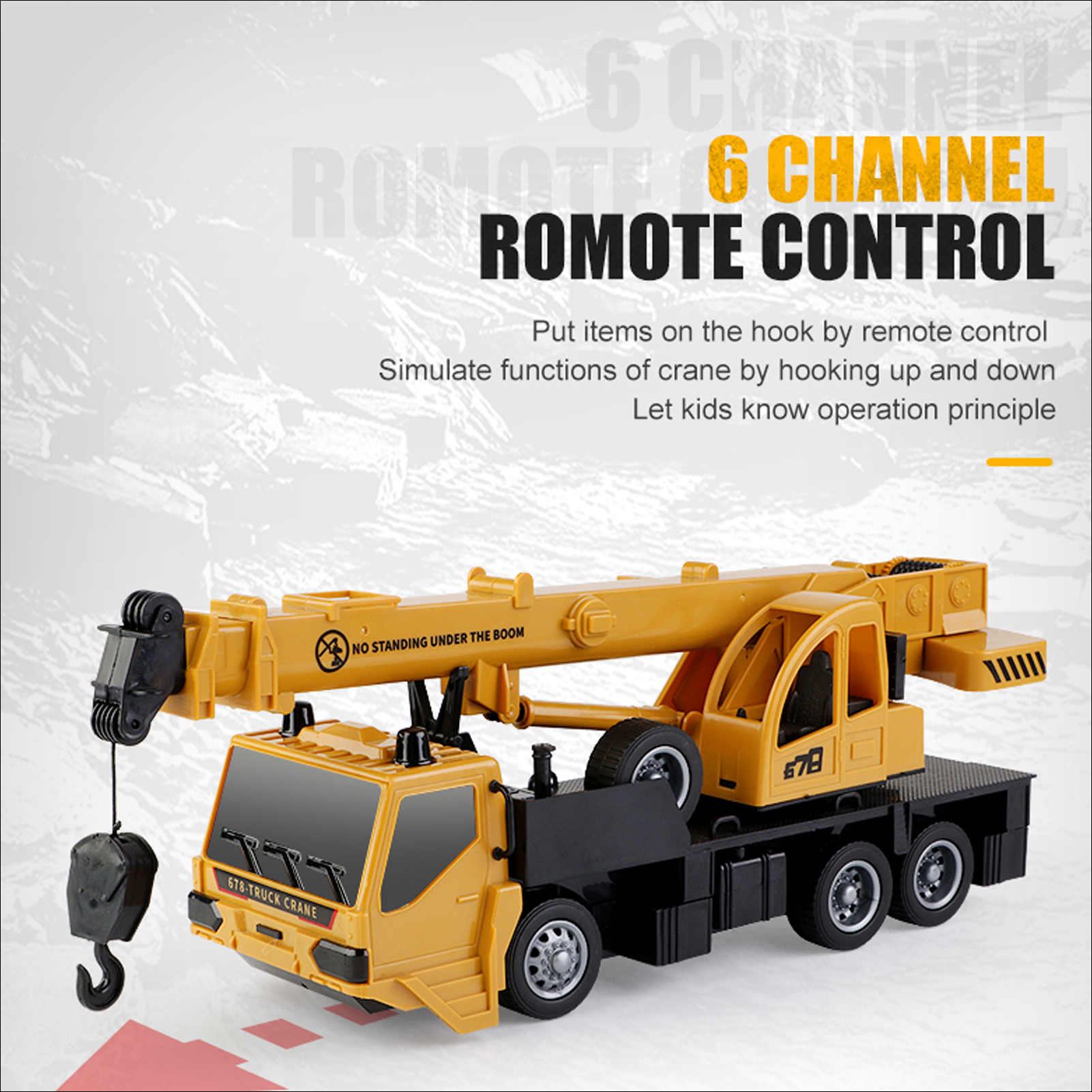 8079ERC Truck Children's Electric Alloy Arm Remote Control Crane Engineer ing Vehicle Electric Crane Car Toys Gifts for Kids