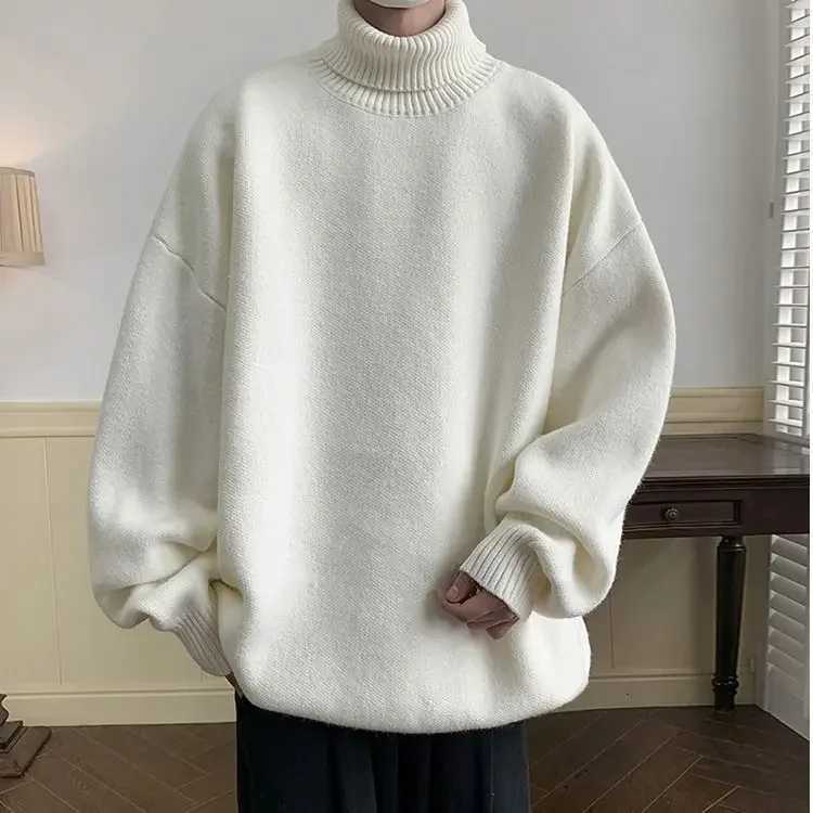 Knitted mens sweater turtle neck loose casual autumn latte Christmas sweater W2411111
