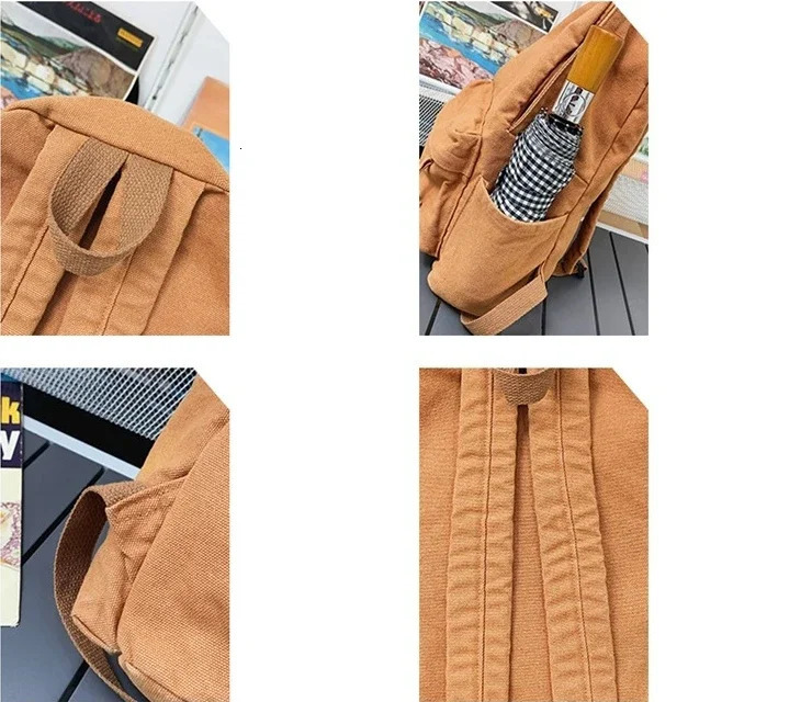 Canvas large capacity college laptop backpack youth Glenger Y2K 90s fashion textile fabric travel Kavay Knapsack bag 241111