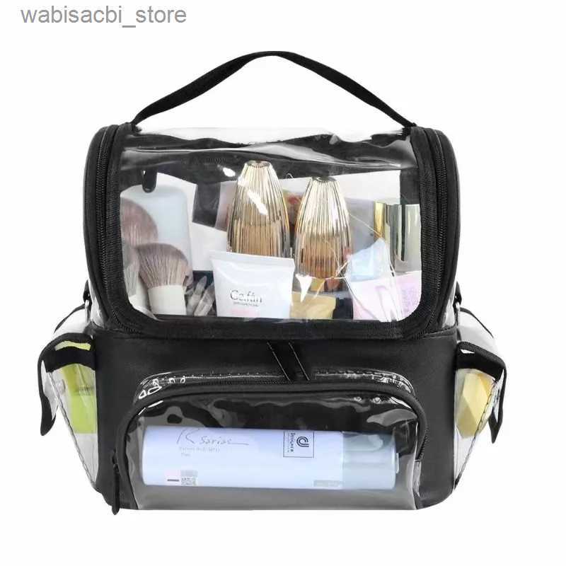 Cosmetic Bags PVC Womens Bags Salon Makeup Tool Backpack Hairdressing Storage Transparent Waterproof Travel Bag Barber Accessories L49