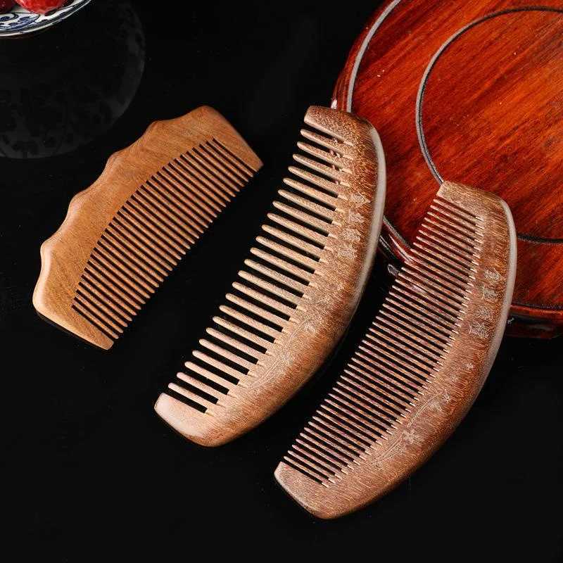 Natural Sandalwood Comb Massage Anti static Non card Wooden Comb Straight Hair W241112