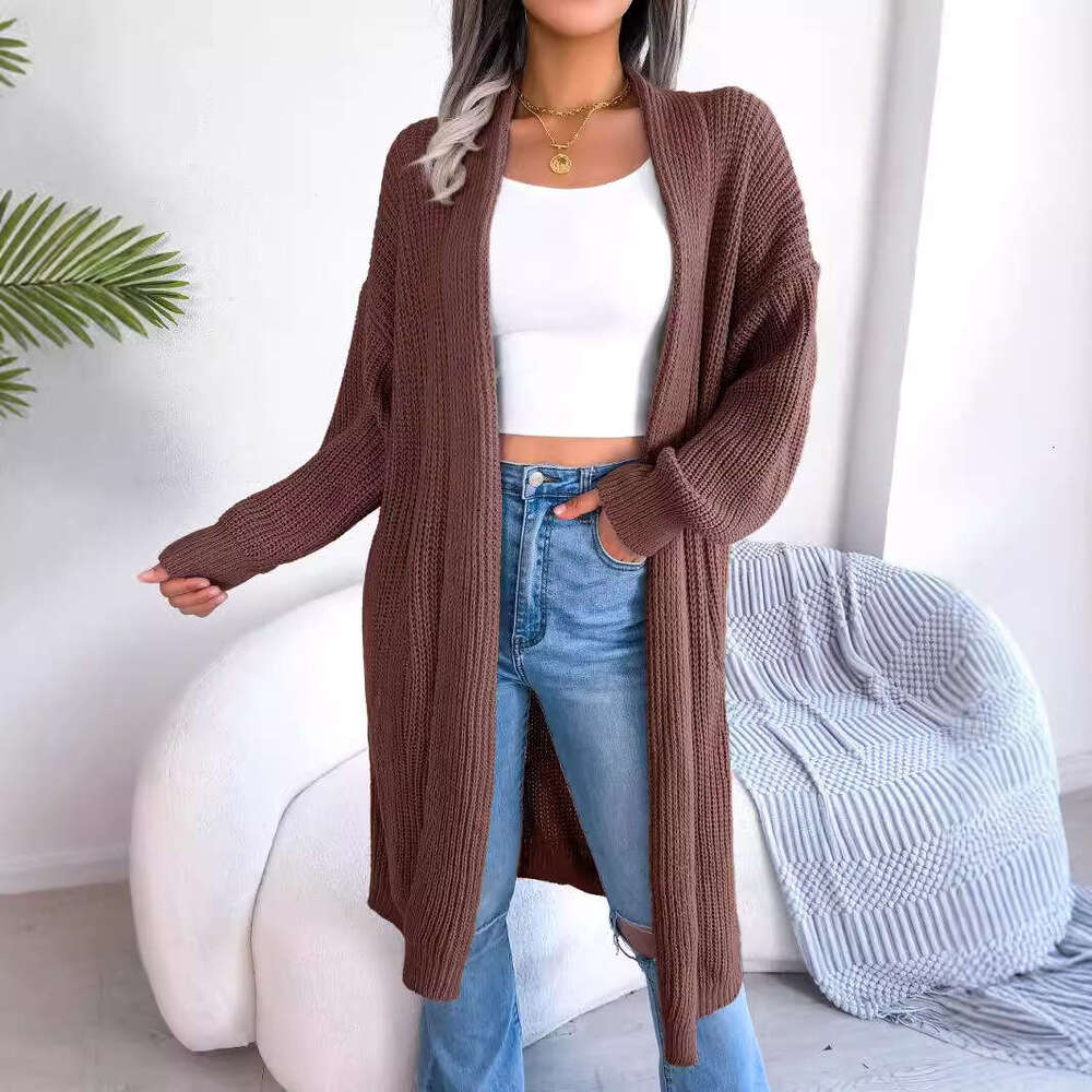 2024 autumn and winter new clothing solid color loose knit women's lapel jacket sweater women