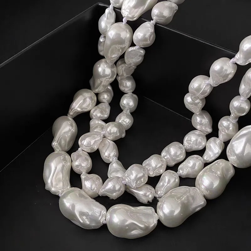 FUQI er retro white large-sized organized nuclear flame ball shaped Baroque pearl necklace freshwater 100% natural pearls 241112