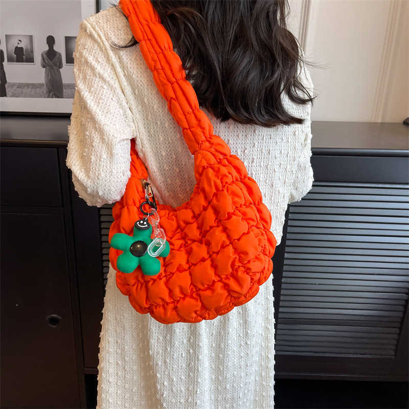Womens Bag Handbags Shoulder Crossbody Bags Casual Bubble Down Cotton Korean Version Fashionable Pleated Cloud Bag 241112