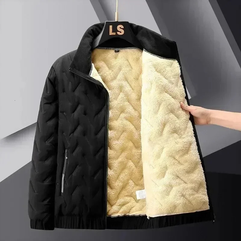 Winter Wool Fleece Jacket Men Thermal Lined Thick Warm Fleece Jacket Male Coat Turn Down Collar Parkas Korean Outerwear Jackets 241111