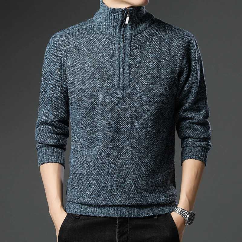 Autumn and winter mens pullover sweater with turtle neck and chenille wool for warmth ultra-thin mens dress W2411111