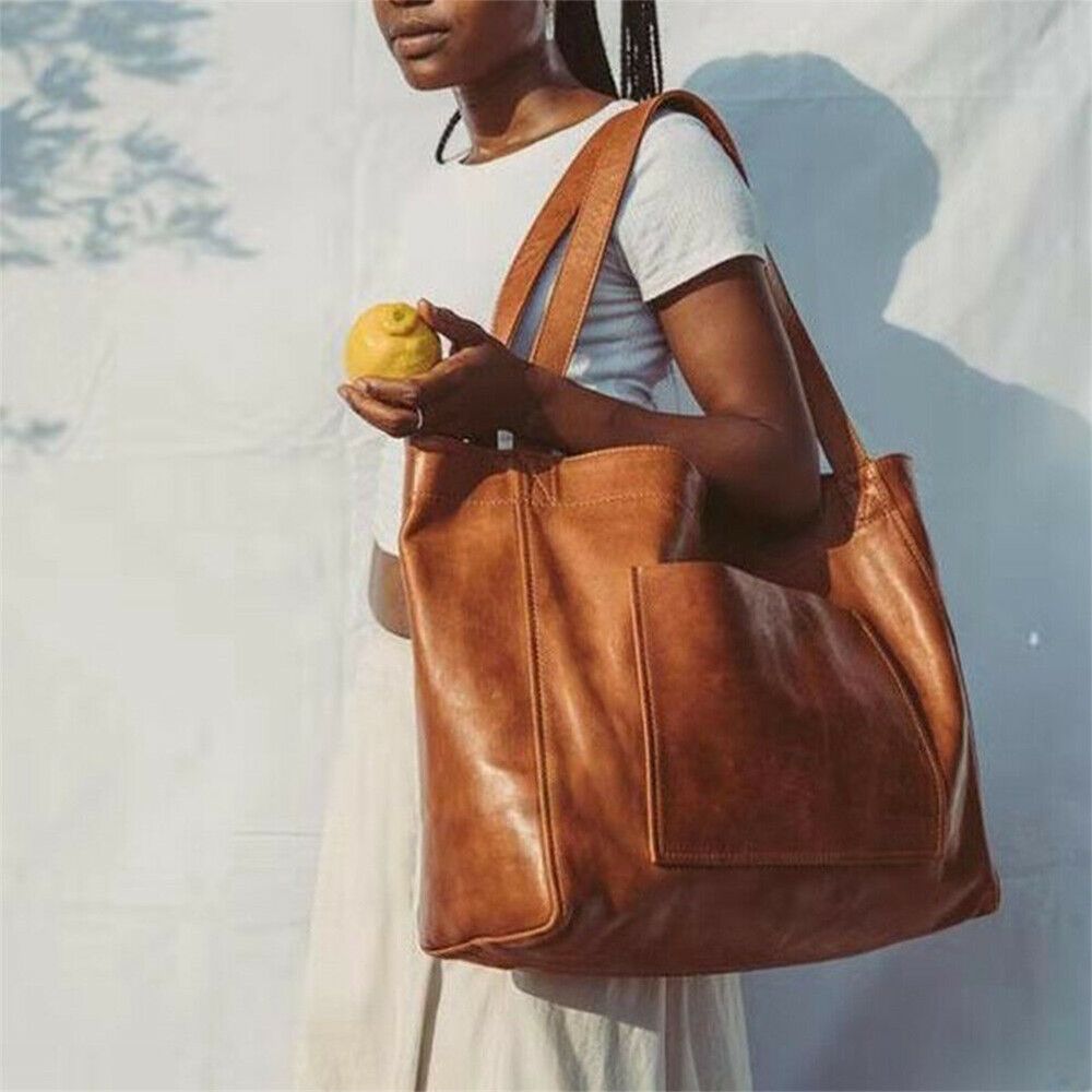 Women Vintage Weekender Soft Leather Oversized Shoulder Bag Large Tote Handbags Fashion Portable Outdoor Travel Bags
