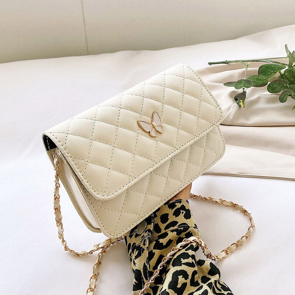 Classic Style Diamond Pattern Chain Bag PU Leather Shoulder Bag Women Trendy All-Match Crossbody Bag Mini Korean Style Small Bag