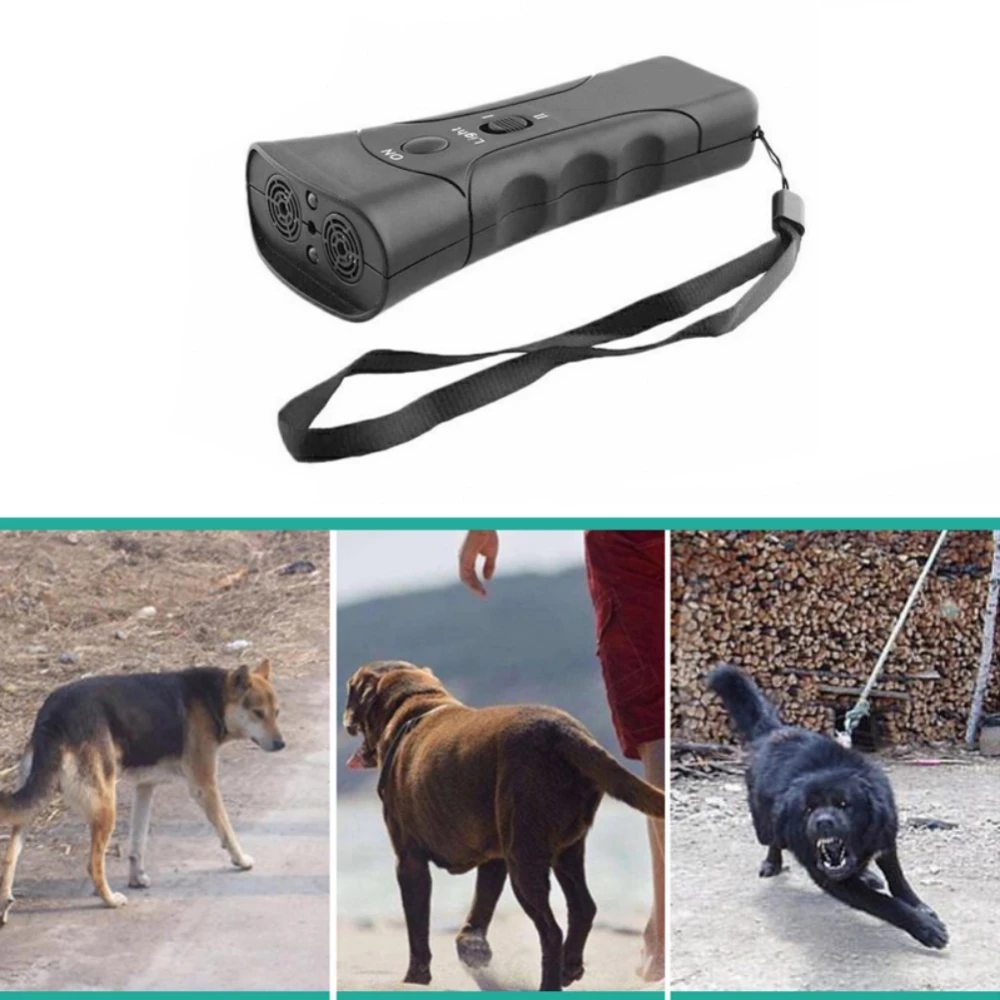 Ultrasonic Anti Dog Barking Control Device Trainer LED Light Gentle Chase Pet Sonics Handheld Training Equipment Supply