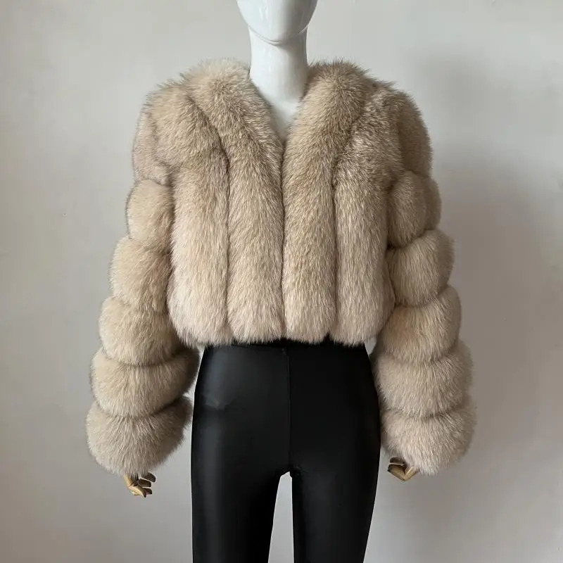 Short Style Real Fox Fur Coat Winter Woman Natural Warm Fashion 241112