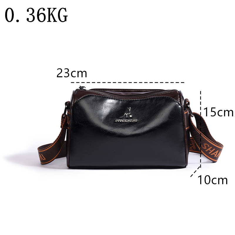 High Quality Oil wax Genuine Leather Messenger Bag Multilayer High Capacity Luxury Shoulder Crossbody Bag Women Handbag Purse