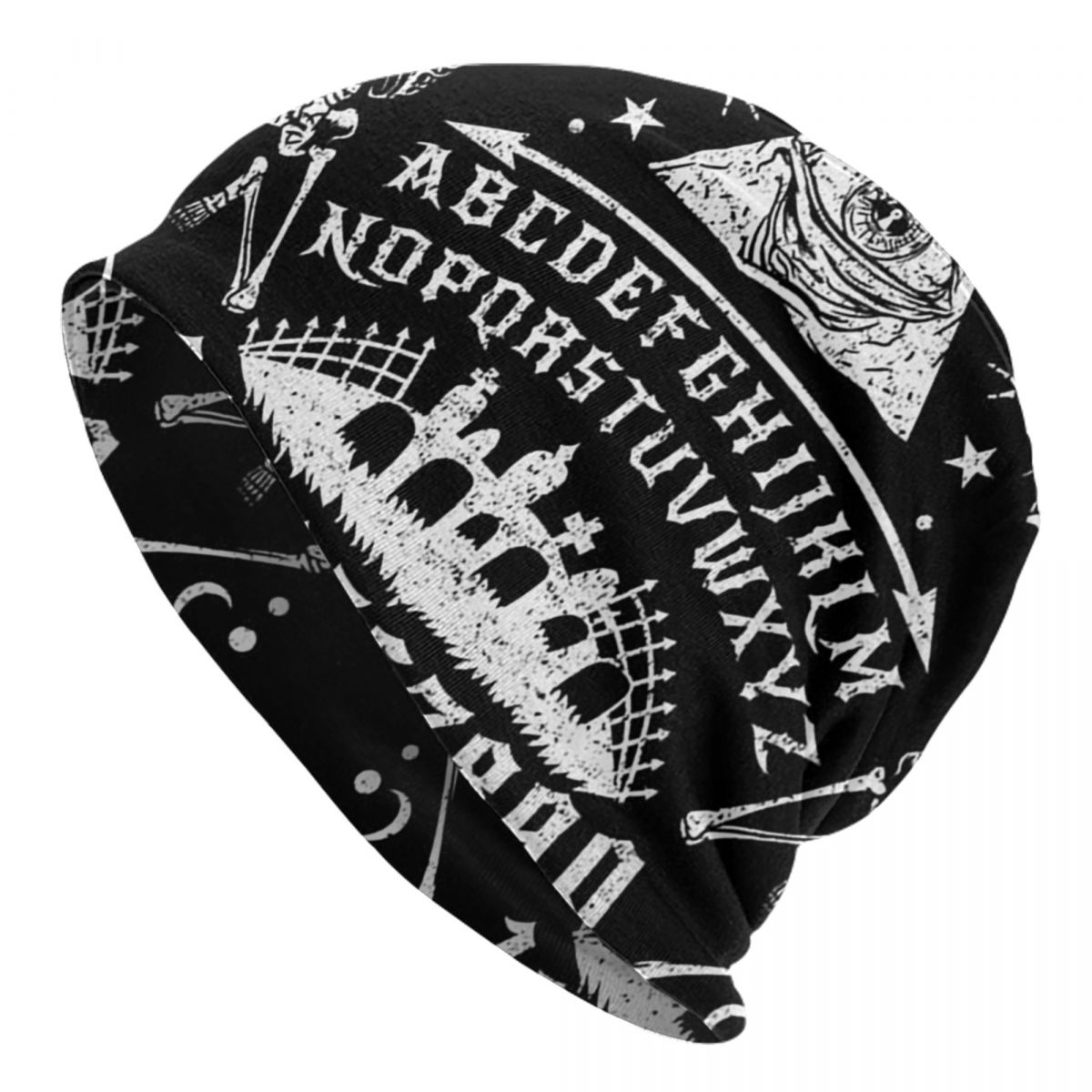 Autumn Winter Ouija Board With Skull Occultism Soft Thin Knitted Hat Outdoor Warm Cold Proof Bonnet Cap