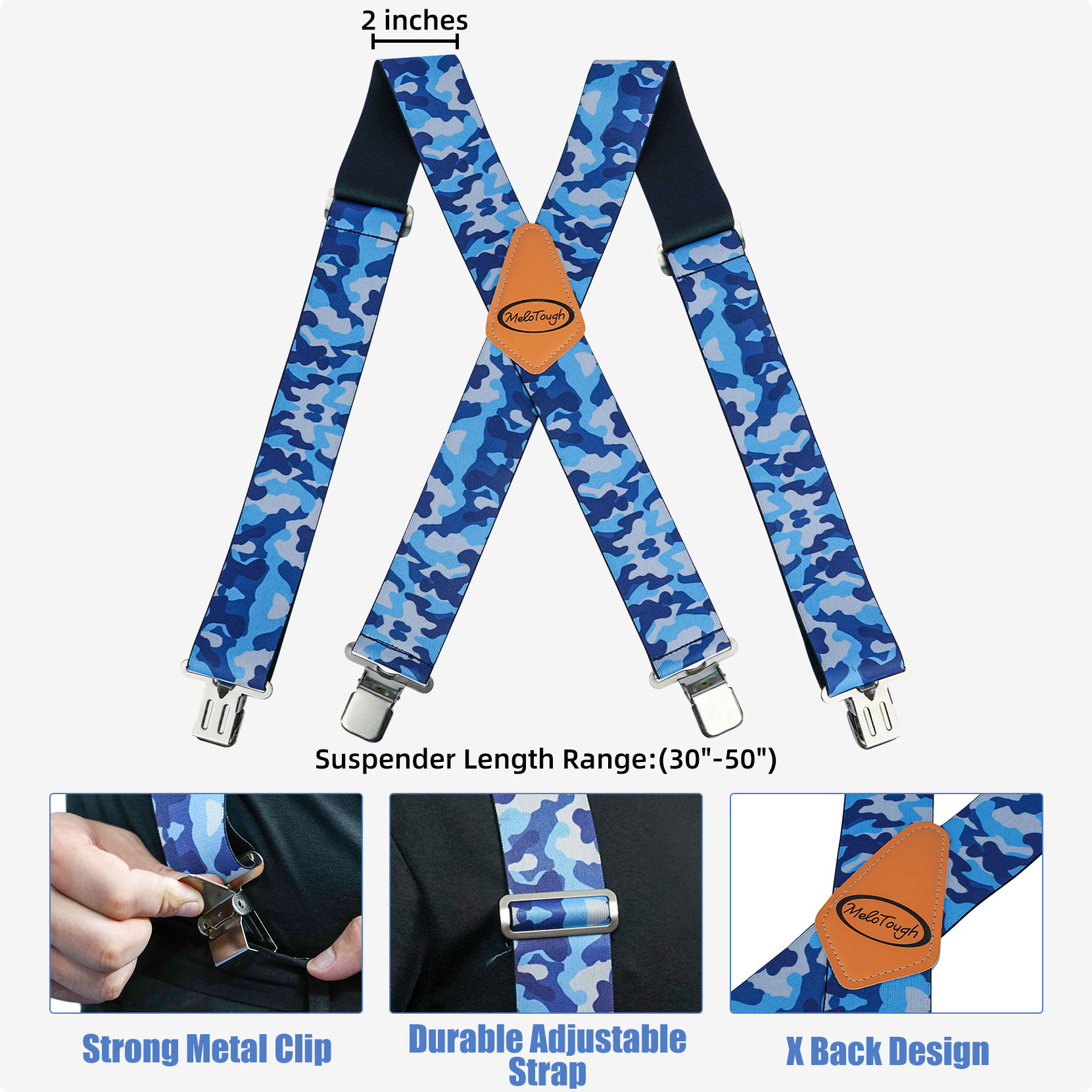 MELOTOUGH Men's Suspenders With Clip Heavy Duty Braces For Men Big and Tall Work Poker Suspenders Mens suspenders for jeans 1c389