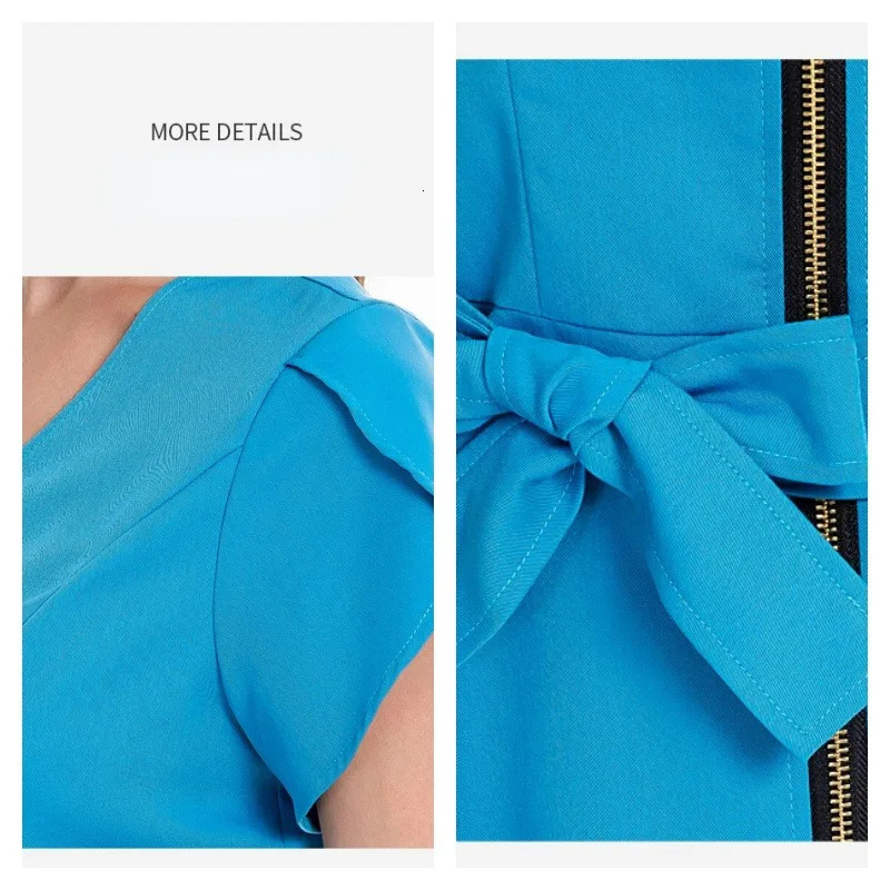 Wholesale Price Hospital Scrubs Set for Women Pet Clinic Uniform Solid Color Scrub Suit Gown Multiple Pockets with Belt 241014