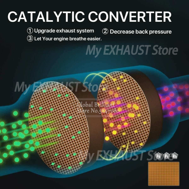 2pcs 2in/5.08cm Universal Catalytic Converter Flow Sports 400 Cells High Performance Engine Accessories