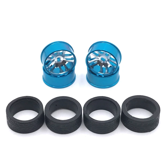 4pcs 1/28 24mm Racing Tire Tyre Metal Wheel Rim for Wltoys 284131 K969 K979 K989 P929 Kyosho Mini-Z 1:28 RC Car Upgrade Parts