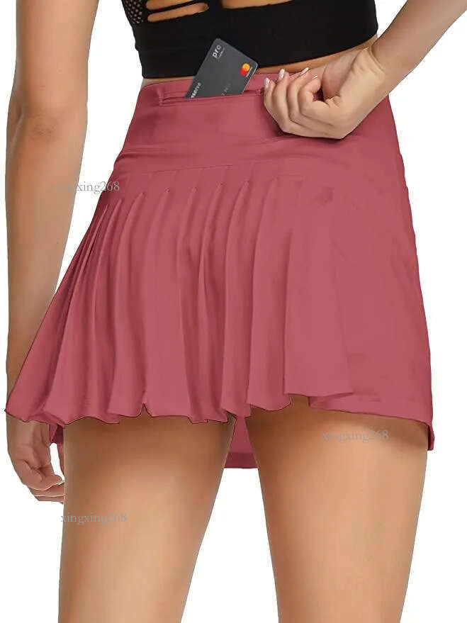 Women Anti Exposure Fitness Short Plus Size 5XL Skirt Sport Athletic Skirted Run Shorts Solid Color Pleated Tennis Golf Skirts