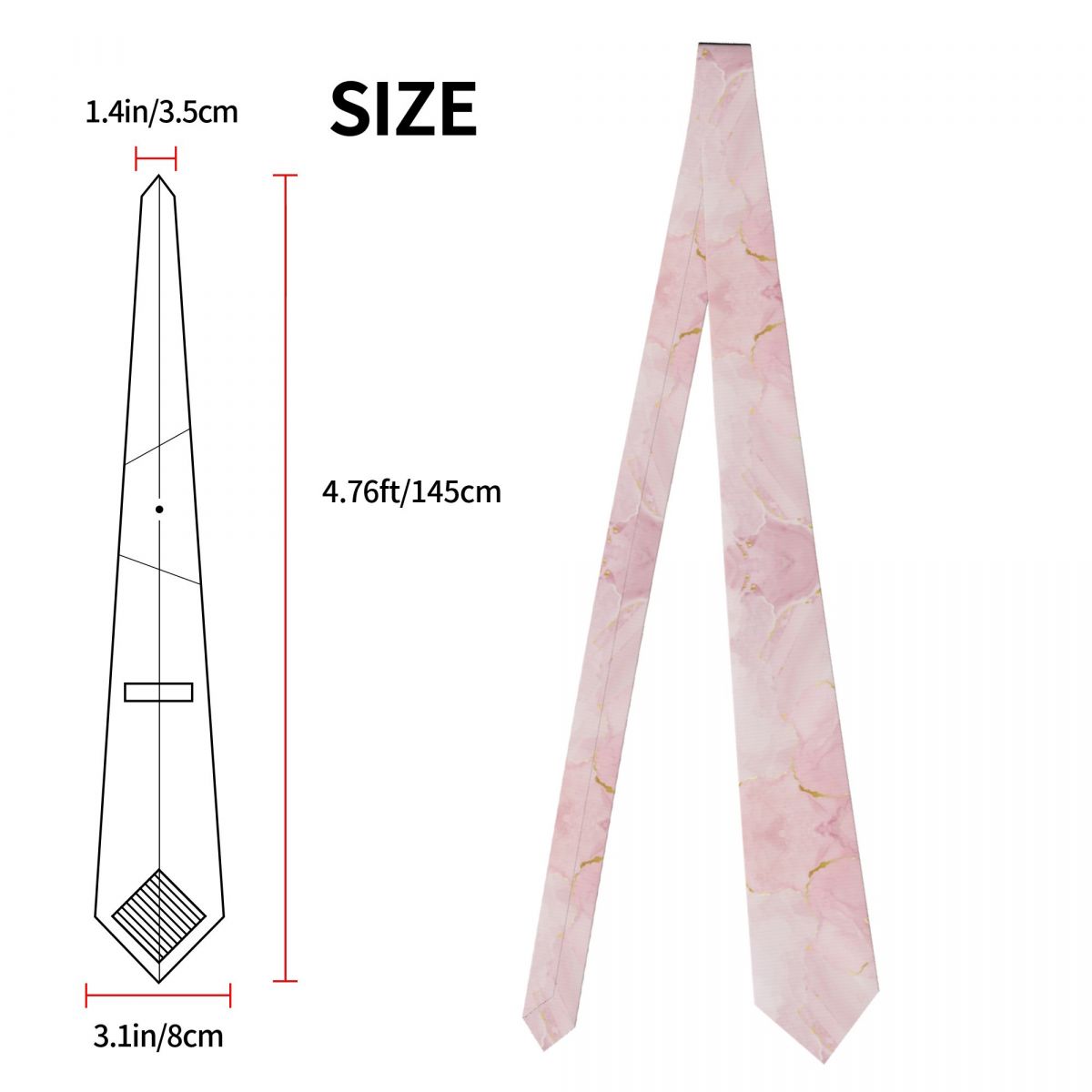 Blush Pink Marble Necktie Men Women Polyester 8 cm Dusty Rose Golden Neck Tie Silk Wide Daily Wear Accessories c997e