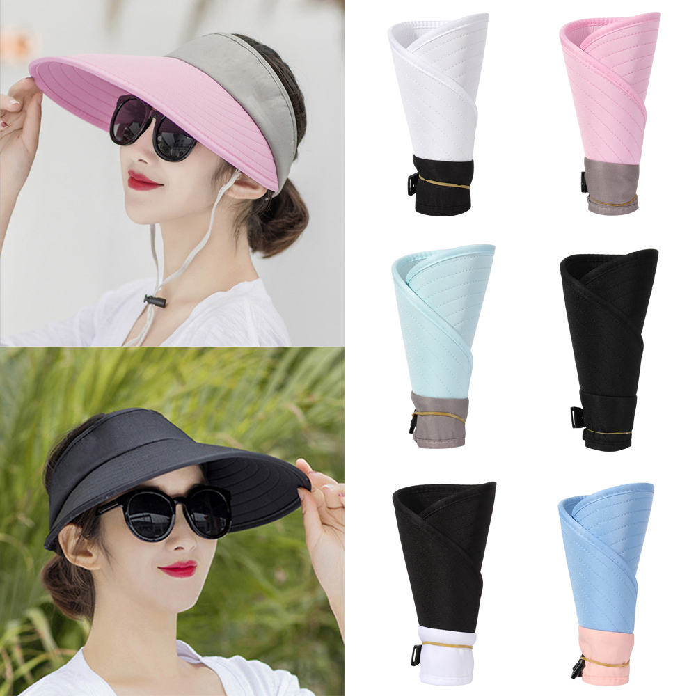 Casual Women Men Wide Brim Portable Adjustable Sun Visor Beach Cap Sports Golf Hat