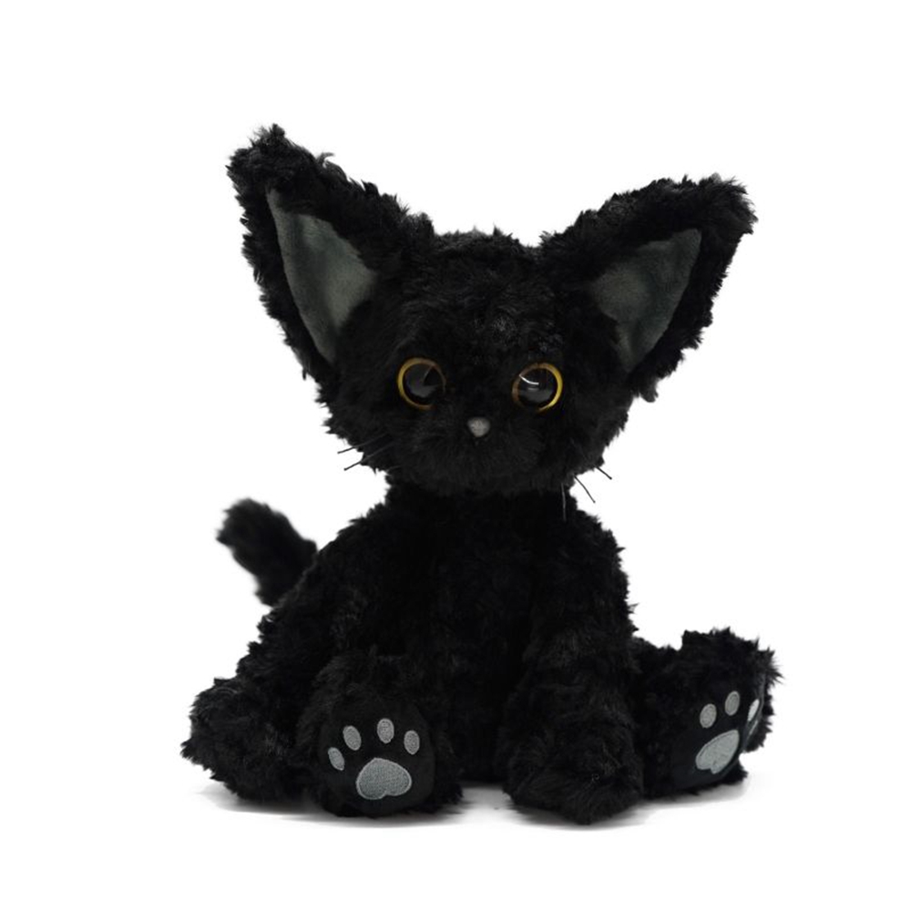 Cute Black Cat Plush Toy Throw Pillow Khaki Curly KUKI Black Cat Long Hair Doll Big Eyes Festive Gift GivingChild Birthday Gift
