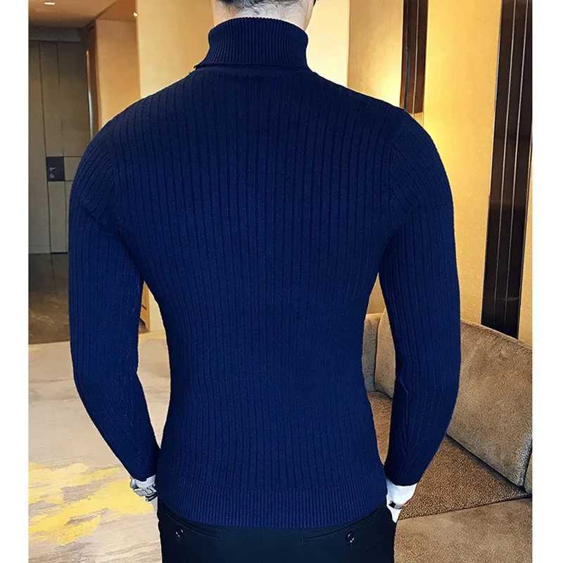 2024 Autumn Mens Sweater High Neck Pulling Outdoor Work Knitted Warm Leisure Turtle Neck Sweater Wool Mens Winter Top W2411111