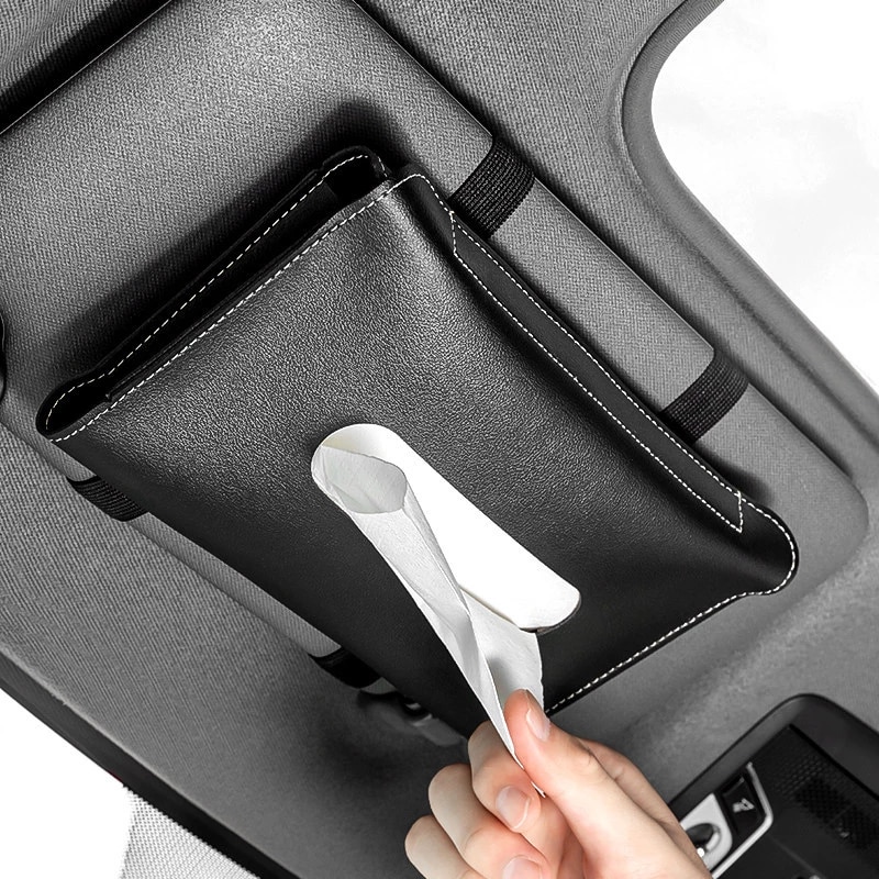 Box Pu Leather Car Sun Visor Holder Tissue Interior Storage For Wet Tissue Box Klinera For Kleenex